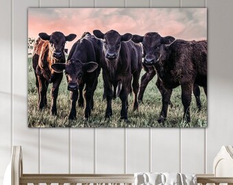 Angus Calves Photo Art - Cow Wall Art for Western Nursery - Baby Cowboy & Cowgirl Room Decor - Toddler Room Wall Decor - Western Baby Shower