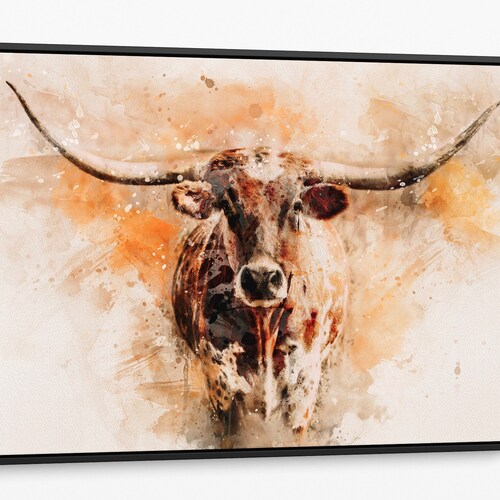 Texas Longhorn Wall Art Longhorn Canvas Print. Western Decor Etsy