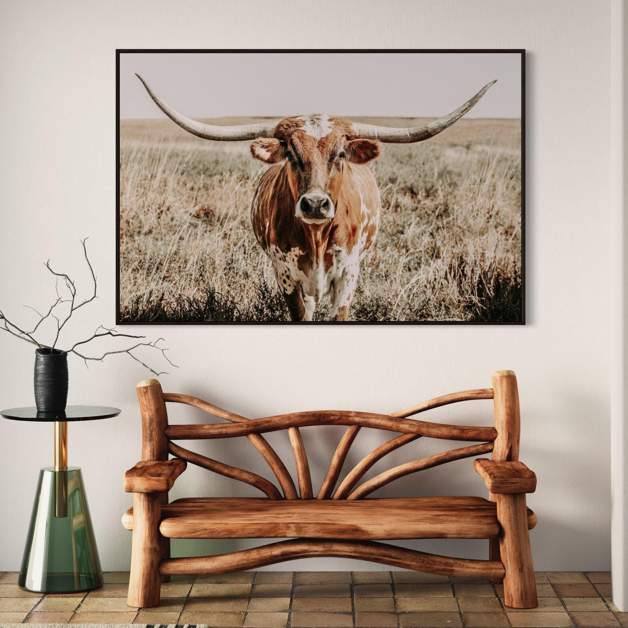 Texas Decor Longhorn Wall Art - Longhorn Cow Canvas - Western Living