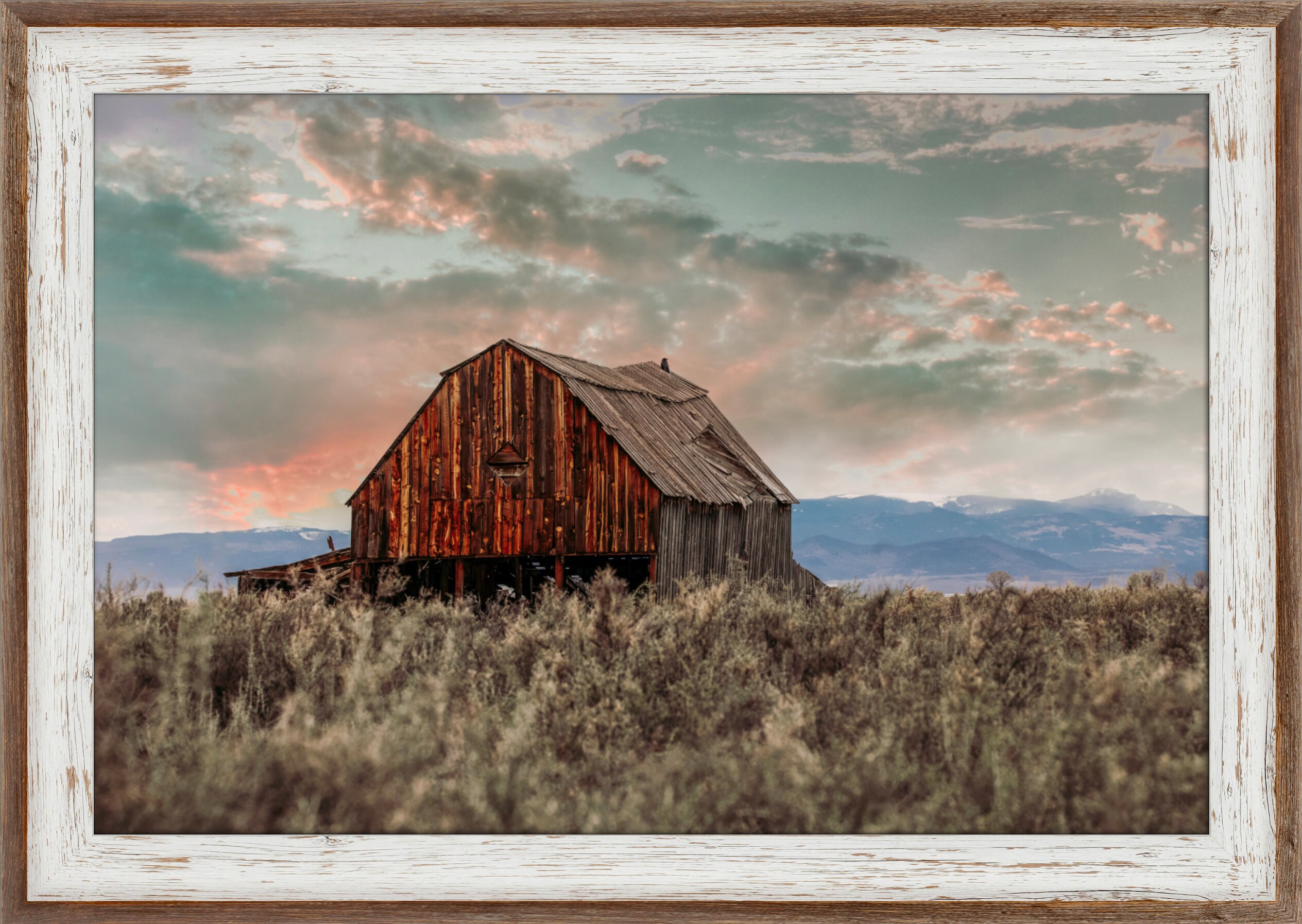 Picture of Old Barn in Oklahoma Rustic Red Barn Photography Art Print 