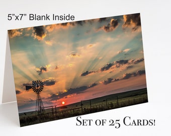 Rustic note cards, old windmill photo greeting card with envelopes, bulk note cards, blank inside sympathy cards, thank you cards
