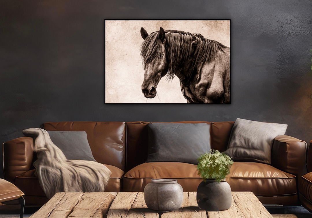 Large Horse Wall Art Canvas Black Draft Horse Print Modern Etsy