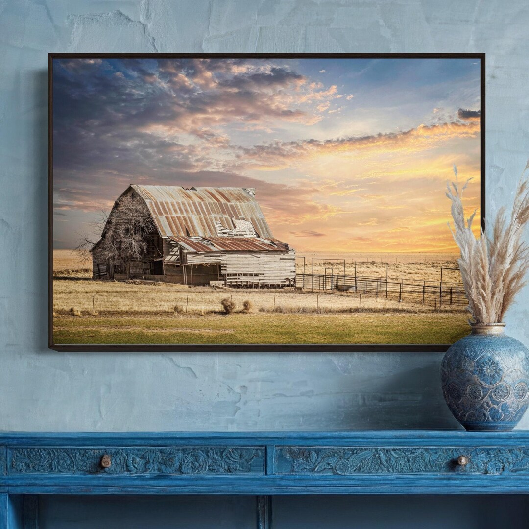 Old Barn Wall Art Canvas Print - Rustic Home Decor - Oklahoma Barn ...