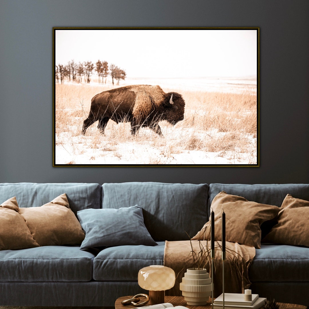 Bison Wall Art Buffalo Wall Art Boho Western Decor Rustic Home Decor ...