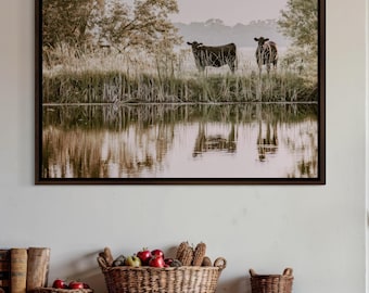 Angus Cattle Wall Art - Western Home Decor - Black Angus Cow Canvas - Oversized Large Artwork for Western Office or Living Room Decor