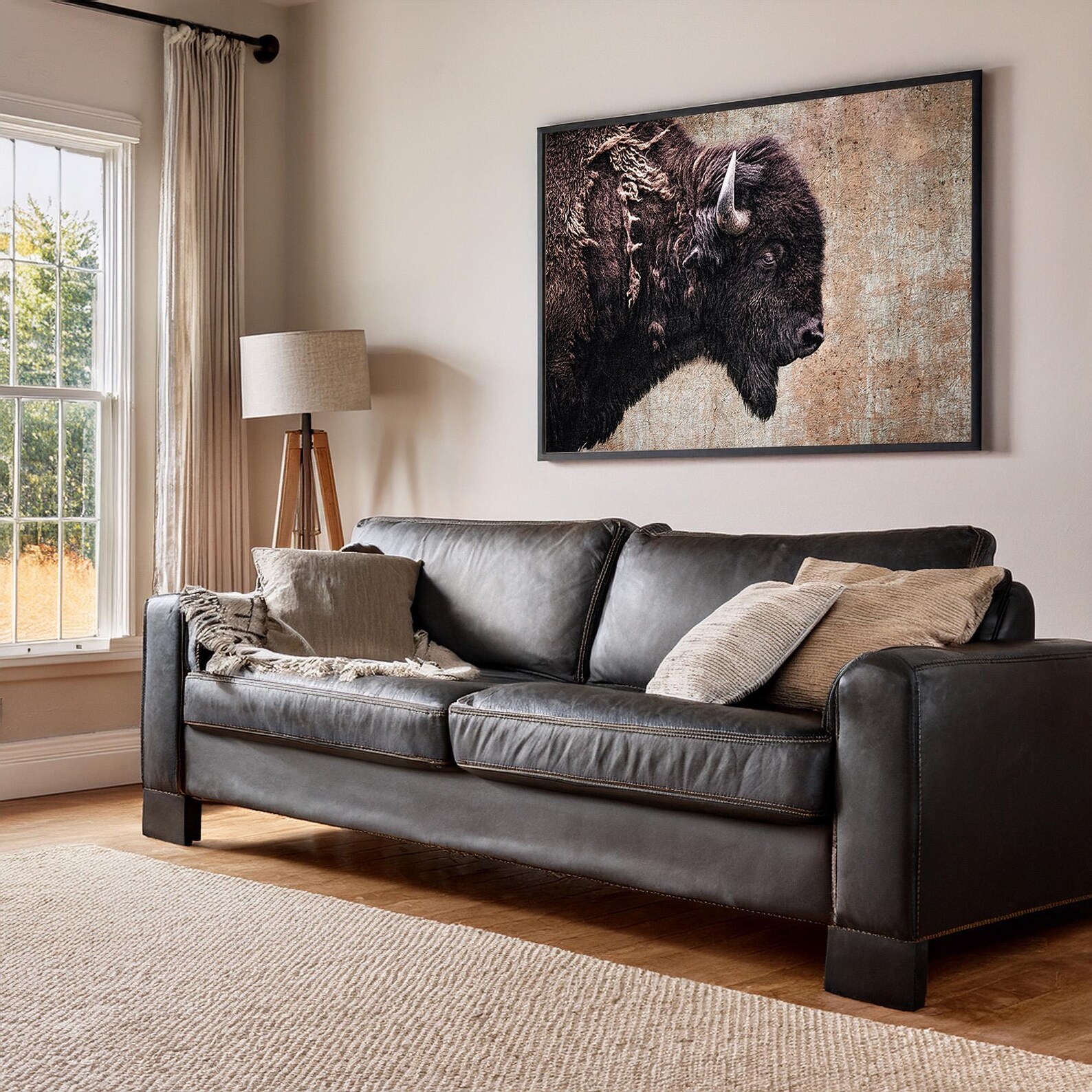 Buffalo Artwork for Western Living Room Decor - Luxury Bison Canvas Art ...