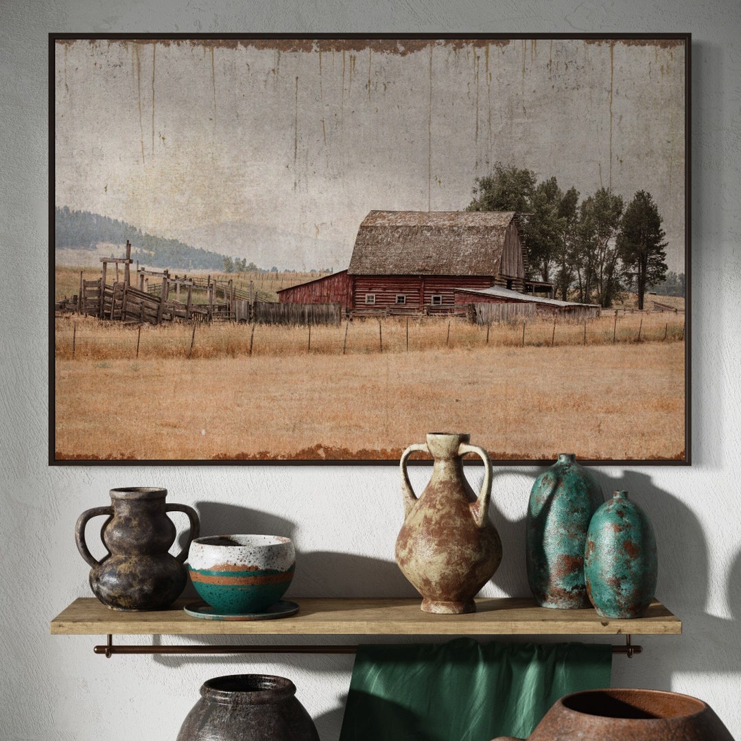 Old Barn Wall Art Rustic Dining Room Decor Western Office Decor Rustic ...
