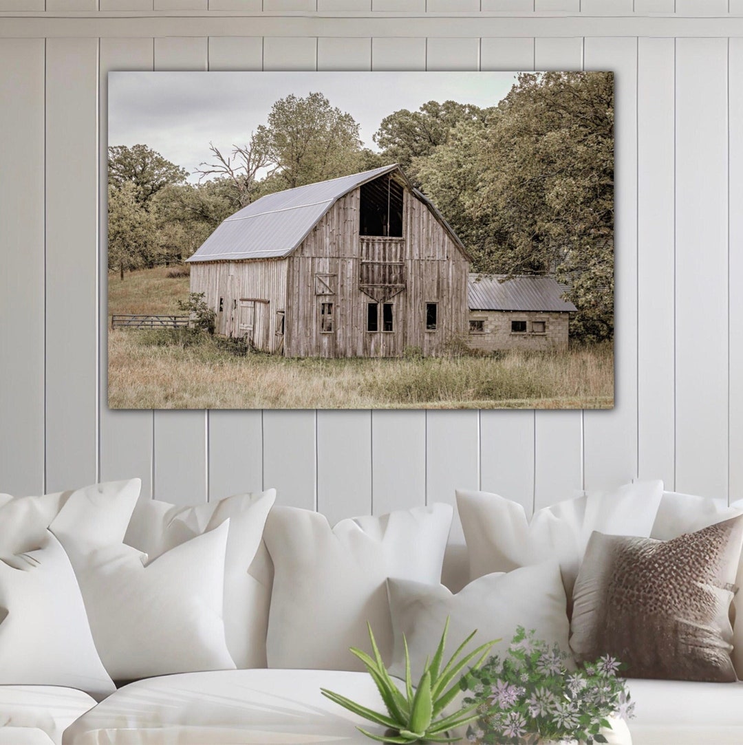 Farmhouse Wall Art Old Barn Canvas Print Farmhouse Dining Room Rustic ...