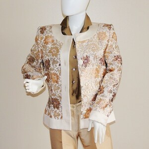 Shiny Brown Jacket Shimmery Long Formal Jacket Fitted Evening Blazer Office Duster Metallic Brown Jacket Vintage Cognac Brown Blazer