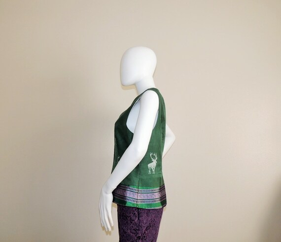 Vintage Ethnic Vest, Green Purple Jacquard Waistc… - image 7