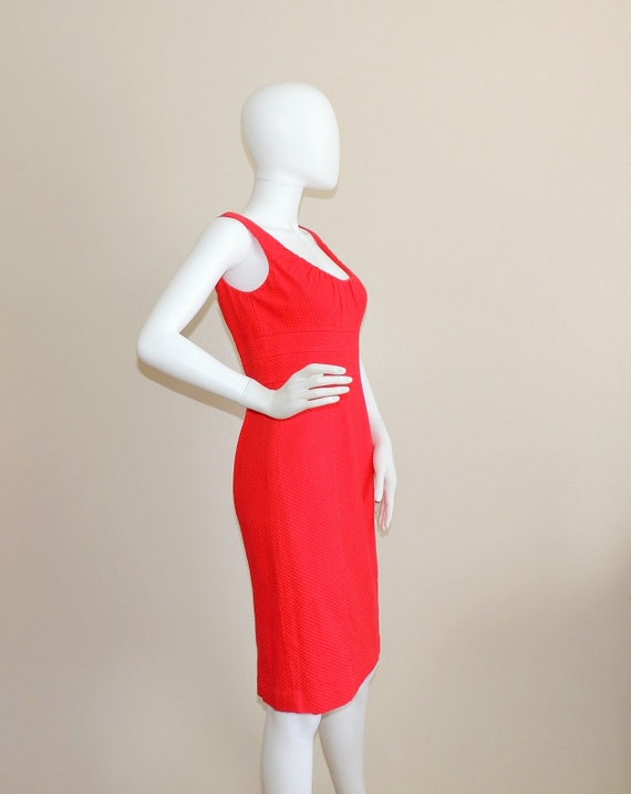 Vintage Red Textured Cotton Dress Suit, Dress & B… - image 3