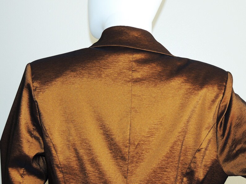 Shiny Brown Jacket Shimmery Long Formal Jacket Fitted Evening Blazer Office Duster Metallic Brown Jacket Vintage Cognac Brown Blazer