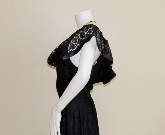 Vintage Victorian Dress, Black Lace Fit & Flare G… - image 7