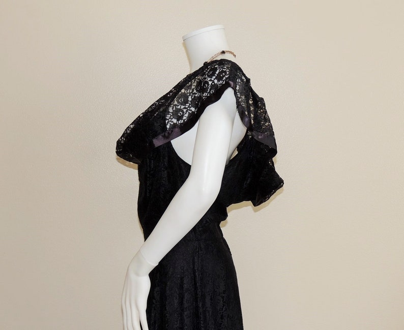 Vintage Victorian Dress, Black Lace Fit & Flare Gown, Black Widow Costume Dress, Cosplay Dress, Floor Length Off Shoulders Lace Maxi Dress image 7