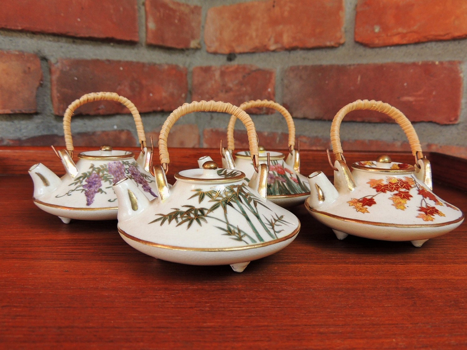 Japanese Ceramic Mini Teapots Set 40's Occupied Japan Etsy