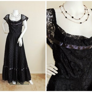 Vintage Victorian Dress, Black Lace Fit & Flare Gown, Black Widow Costume Dress, Cosplay Dress, Floor Length Off Shoulders Lace Maxi Dress image 1