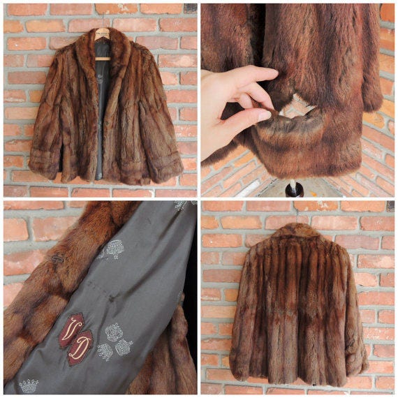 1960's Genuine Fur Cape, Monogrammed V.D. Fur Bol… - image 4