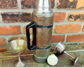 70's Distressed Thermos by Aladdin Industries Inc., Stanley Model A-944B Canteen, Nashville Tennessee Decorative Stanley Thermos, Industrial
