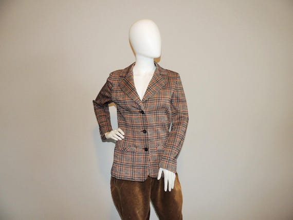 Vintage Walton-Pierce Bleyle for Hooper Jacket, 1980s Bleyle Unisex Plaid Jacket, Virgin Wool Oxford Style Lightweight Coat, Wool Tartan