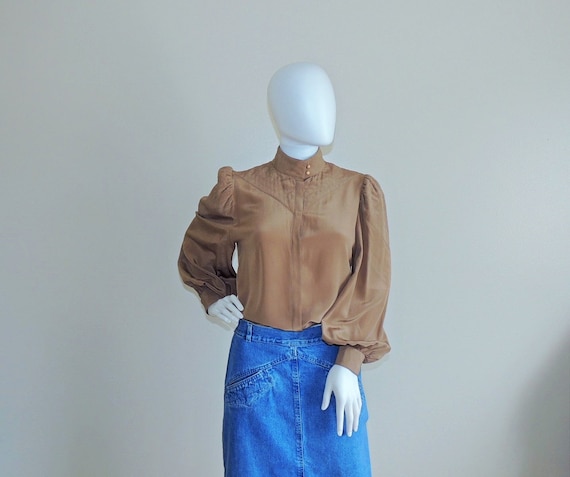 Vintage Pancaldi & B Silk Blouse, Puff Long Sleeve