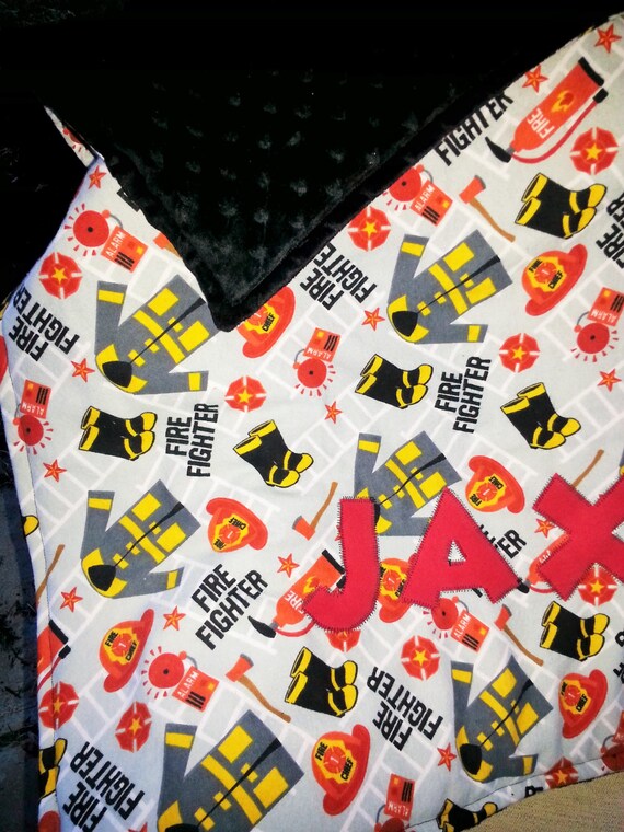 Items similar to Custom Firefighter themed Baby Blanket with name
