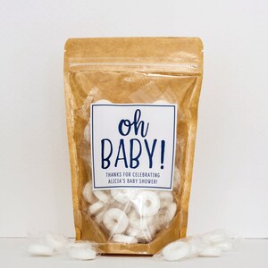 Baby Shower Favor Bags for Guests - Oh Baby Treat Bags - Mint Candy Bags - Baby Shower Thank You Favor // Stand Up Zip Pouch Bags