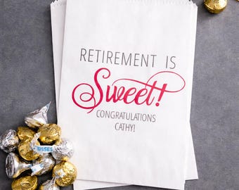 Personalized Retirement Party Favor Bags – Custom Candy, Cookie, Treat Bags