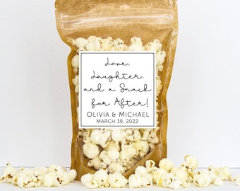 We Apply the Labels! - Wedding Favor Bags - Love Laughter and a Snack For After // Stand Up Zip Pouch Bags