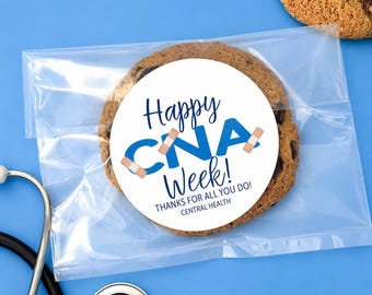 PRINTED CNA Appreciation Week Stickers, Personalized Thank You Round Labels