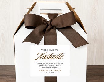 Personalized Wedding Guest Welcome Boxes - Gable Boxes, Ribbon & Labels - we assemble!