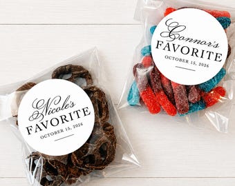 PRINTED His and Her Favorites Labels - Round Wedding Favor Stickers