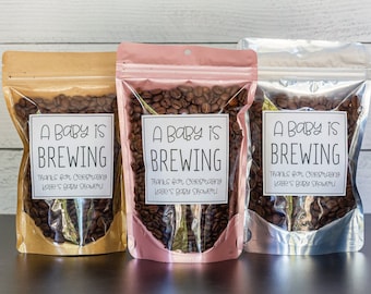 Baby Shower Favor Bags - A Baby is Brewing // Zip Pouch Bags & Labels, Food NOT Included