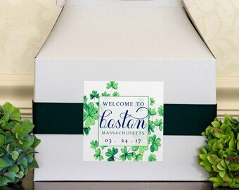 Irish Wedding Welcome Stickers - Personalized St Patrick's Day Wedding - Printed Labels
