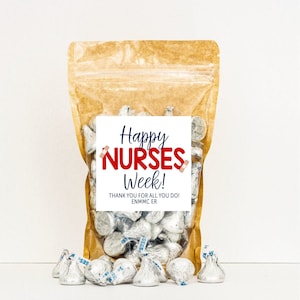 Nurses Week Treat Bags - Candy Bags - Nurse Appreciation Week Gift - Nurses Day Thank You - Nurse&#39;s Week Ideas // Stand Up Zip Pouch Bags