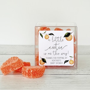Little Cutie Baby Shower Favor Boxes - A Little Cutie is on the Way - Clementine Favors for Guests  // 3&quot; Cubes & Labels, Candy NOT Included
