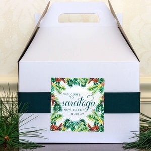 Winter Wedding Welcome Bag Stickers - Welcome Box Labels - Christmas Wedding Hotel Welcome Bag Labels