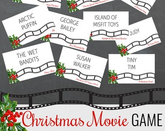 INSTANT DOWNLOAD Printable Christmas Movies Game - Christmas Games for Families, Groups, Adults - Holiday Party Game - Charades & Pictionary