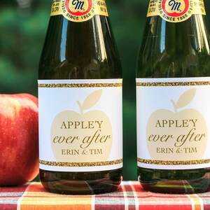 Fall Bridal Shower Favors - Fall Wedding Shower Decorations - Apple Bridal Shower Decor - Mini Cider Bottle Label - Appley Ever After
