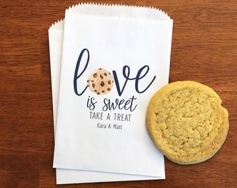 Wedding Cookie Bags LINED - Love Is Sweet Bags - Wedding Cookie Favor Bags - Cookie Bar Bags - Cookie Bags for Wedding Favors for Guests