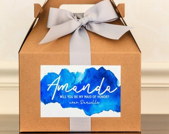 Bridesmaid Box Proposal - Ask Bridesmaid Box - Maid of Honor Gift Box - Watercolor Bridesmaid Invitation Box - Custom Bridal Party Gift Box