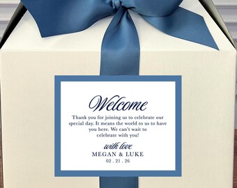 Grands autocollants pour sac de bienvenue pour mariage à l'hôtel 4 x 5 po. - Étiquettes personnalisées imprimées