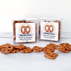Oktoberfest Party Favor Boxes - Octoberfest Party Decorations - Fall Beer Festival Snack Favors // 3&quot; Cubes & Labels, Pretzels NOT Included