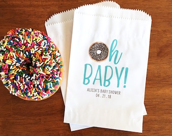 Personalized Donut Baby Shower Favor Bags // Lined & Grease Resistant