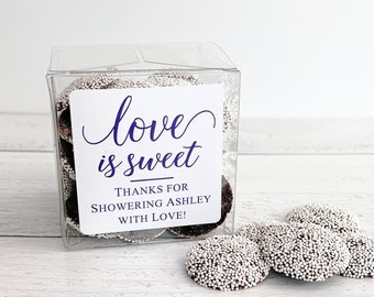 Wedding Favor Candy Boxes - Bridal Shower Favor Boxes - Love is Sweet Wedding Favors for Guests  // 3" Cubes & Labels, Candy NOT Included