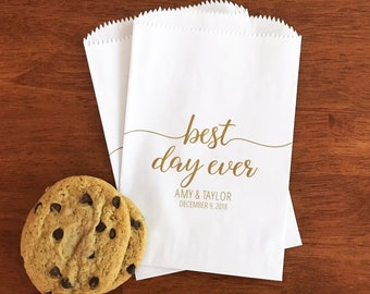 Wedding Cookie Bags LINED - Wedding Candy Bags - Treat Bags for Wedding Guest Favors - Best Day Ever Favor Bags
