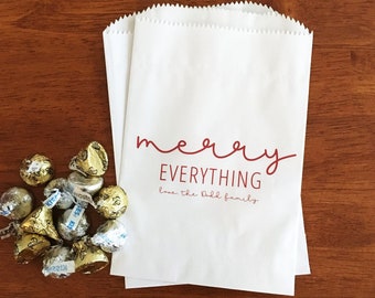 Personalized Christmas Treat Bags LINED, Merry Everything // Grease Resistant