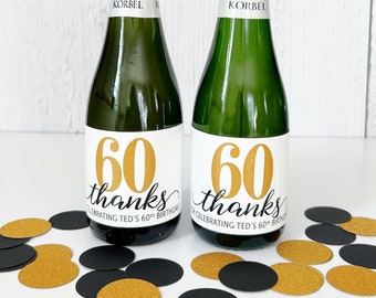 Personalized Labels for Mini Champagne and Wine Bottles - For Birthdays and Anniversaries - Waterproof