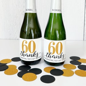 Personalized Labels for Mini Champagne and Wine Bottles - For Birthdays and Anniversaries - Waterproof