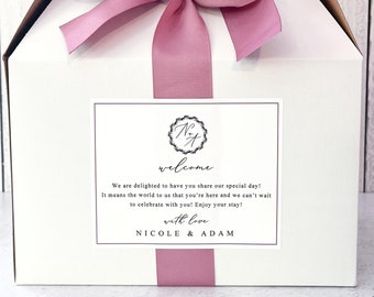 4X5" Crest and Welcome Letter Wedding Stickers - Printed Personalized Labels