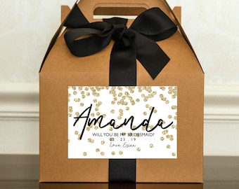 Gold Bridesmaid Proposal Box - Maid of Honor Gift Box